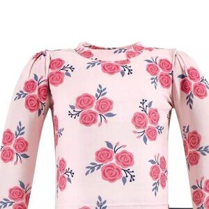 Hudson Baby Girls Swim Rashguard TOP, Pink Navy Roses 9-12 months
